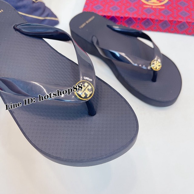 TORY BURCH2021年夏季新款女款坡跟人字拖TB官方春夏季主打款女士人字拖 dx2380